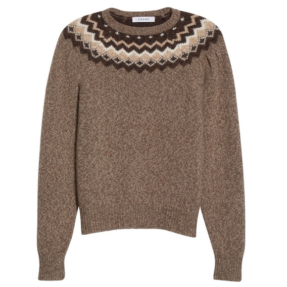 Frame Denim Sweaters - NWT FRAME Fair Isle Merino Wool & Cashmere Blend Sweater Mushroom Heather Large